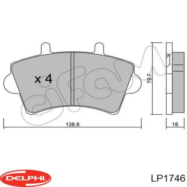 LP1746 Delphi колодки гальмівні передні, дискові