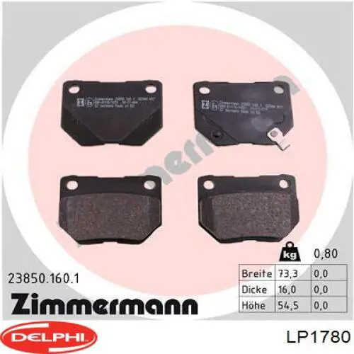 Задні гальмівні колодки Delphi LP1780 ціна, від 22.08 USD