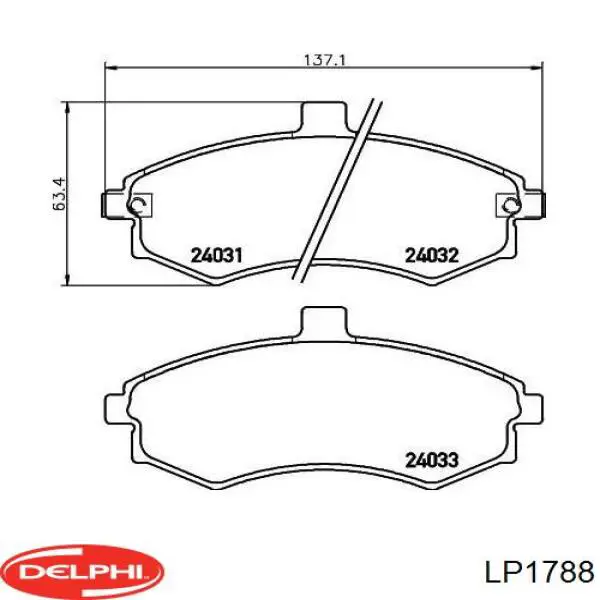 LP1788 Delphi колодки гальмівні передні, дискові