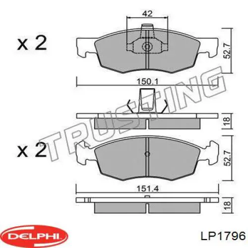 Гальмівні колодки Delphi LP1796 ціна, від 19.42 USD