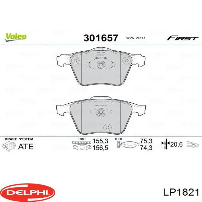 Гальмівні колодки Delphi LP1821 ціна, від 32.69 USD
