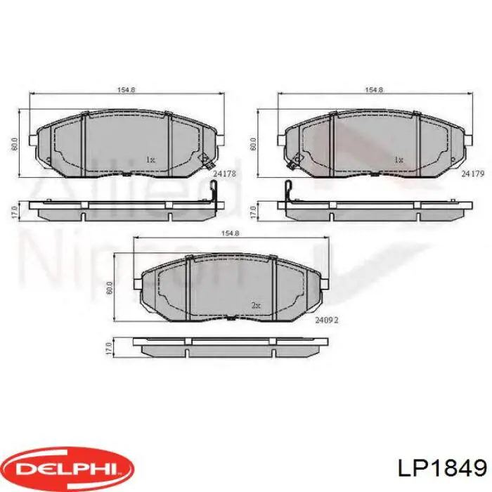 Гальмівні колодки Delphi LP1849 ціна, від 32.16 USD