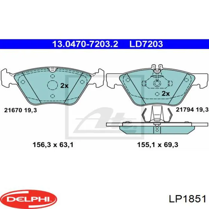 LP1851 Delphi колодки гальмівні передні, дискові