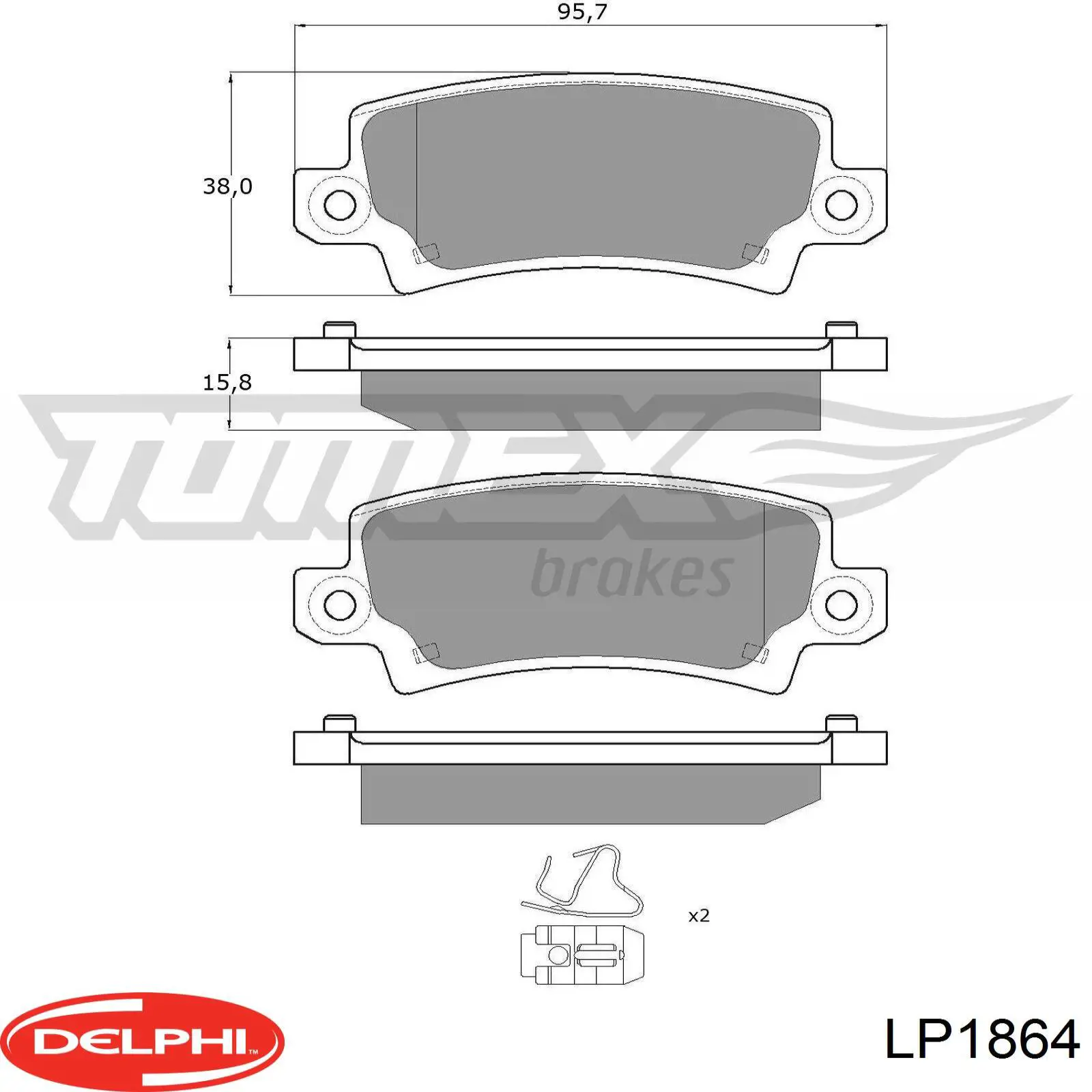 LP1864 Delphi колодки гальмові задні, дискові