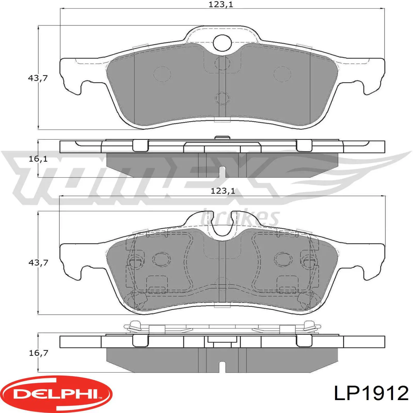 Задні гальмівні колодки Delphi LP1912 ціна, від 24.05 USD