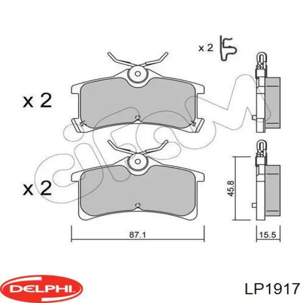 LP1917 Delphi колодки гальмові задні, дискові