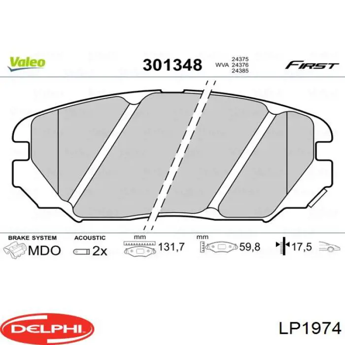 Гальмівні колодки Delphi LP1974 ціна, від 25.34 USD