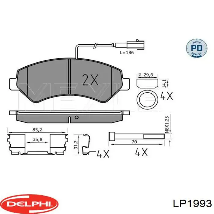 LP1993 Delphi колодки гальмівні передні, дискові