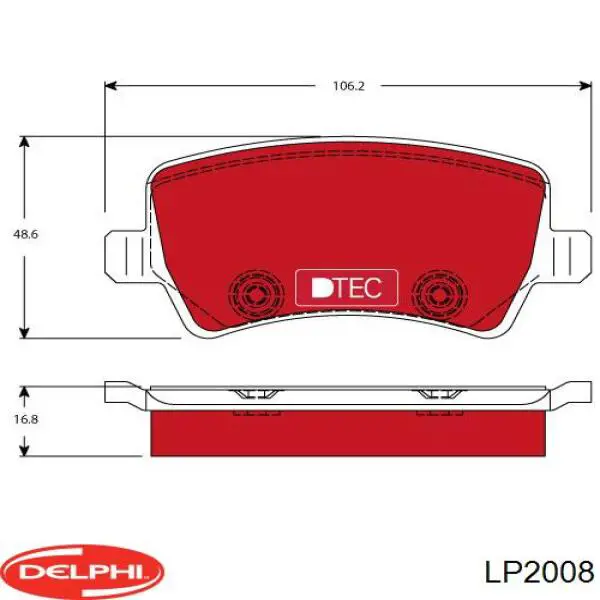 LP2008 Delphi колодки гальмові задні, дискові