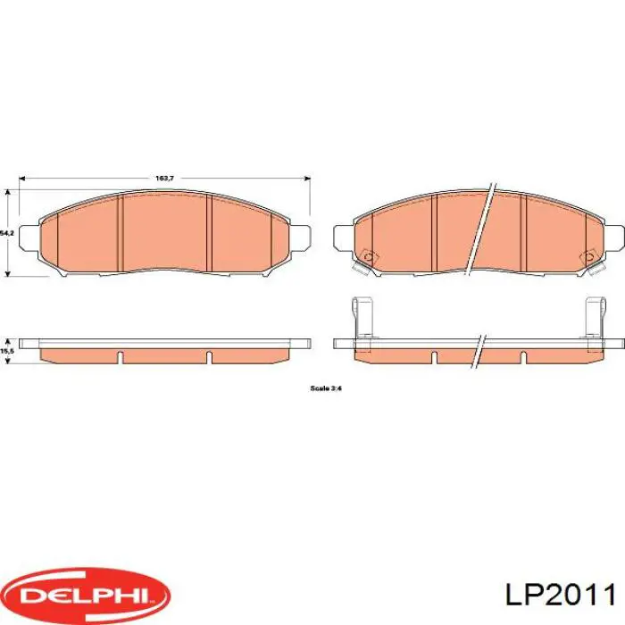 Передні тормозні колодки LP2011 Delphi