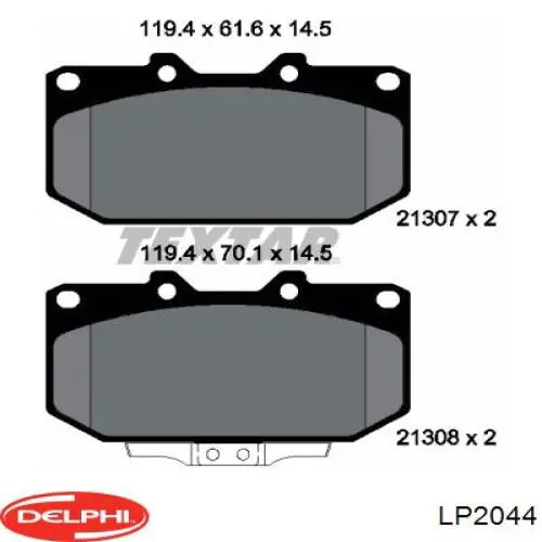 Колодки гальмівні передні, дискові LP2044 Delphi