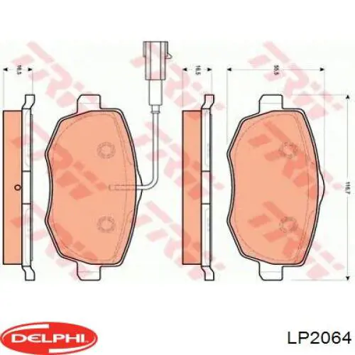 Гальмівні колодки Delphi LP2064 ціна, від 22.83 USD