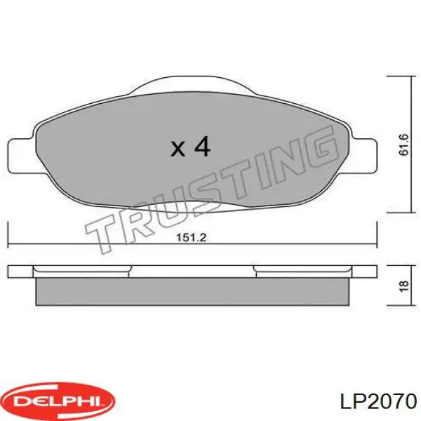 Передні тормозні колодки LP2070 Delphi
