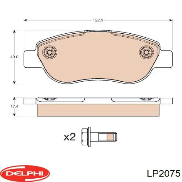 LP2075 Delphi колодки гальмівні передні, дискові