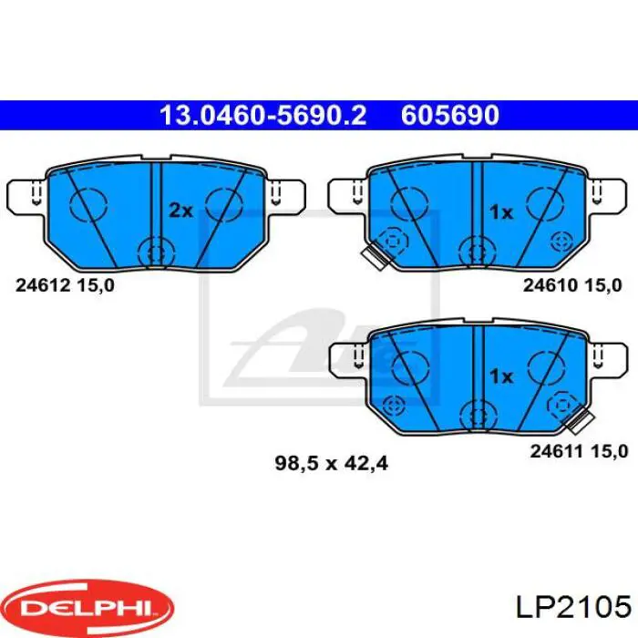 Задні дискові колодки Delphi LP2105