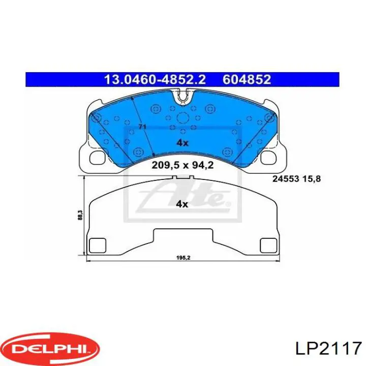 Купити LP2117 Delphi Колодки гальмівні передні, дискові