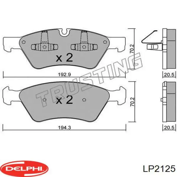 LP2125 Delphi колодки гальмівні передні, дискові