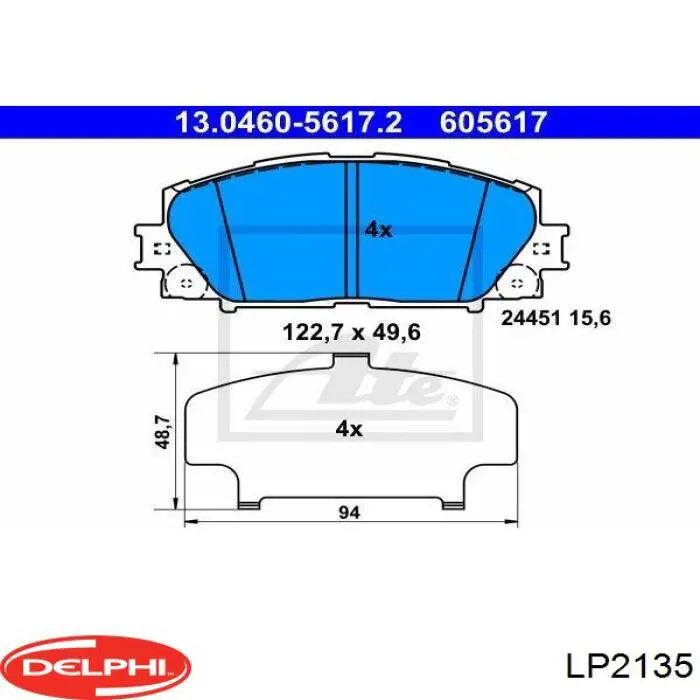 Гальмівні колодки Delphi LP2135 ціна, від 23.30 USD