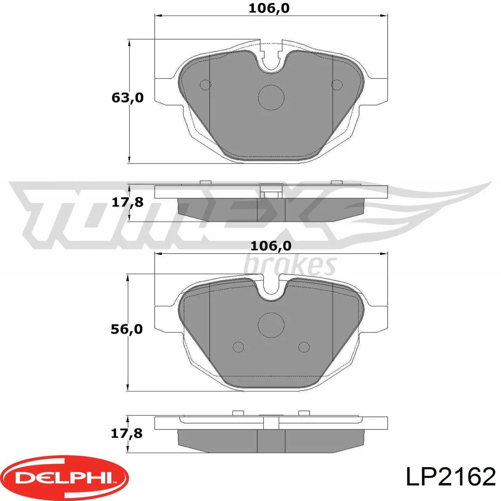 Задні гальмівні колодки Delphi LP2162 ціна, від 24.26 USD