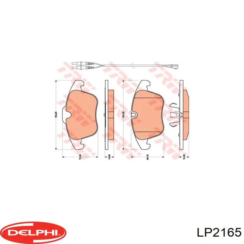 Передні тормозні колодки LP2165 Delphi