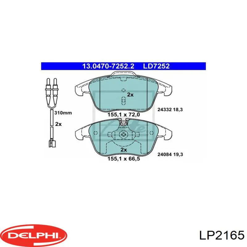 Купити LP2165 Delphi Колодки гальмівні передні, дискові