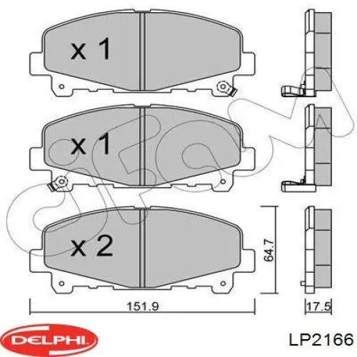 Купити LP2166 Delphi Колодки гальмівні передні, дискові