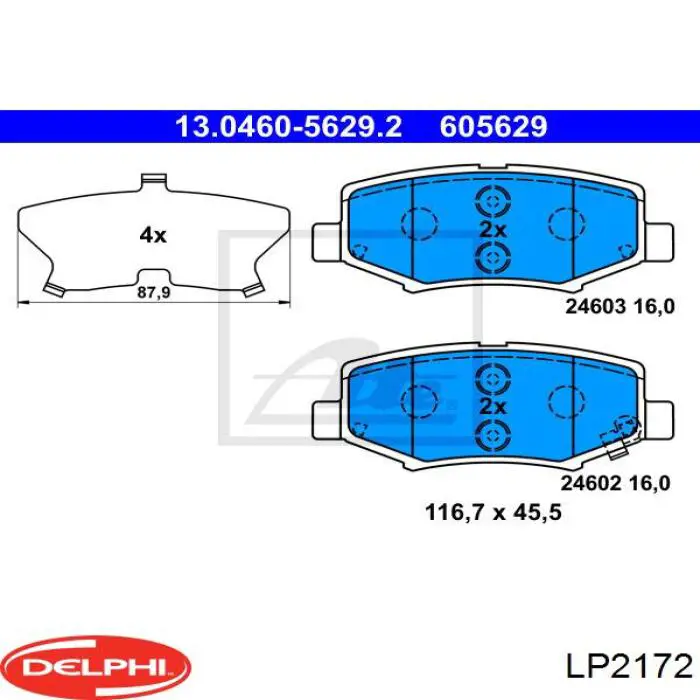 Задні гальмівні колодки Delphi LP2172 ціна, від 21.84 USD