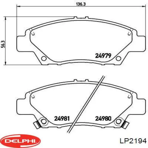 Купити LP2194 Delphi Колодки гальмівні передні, дискові