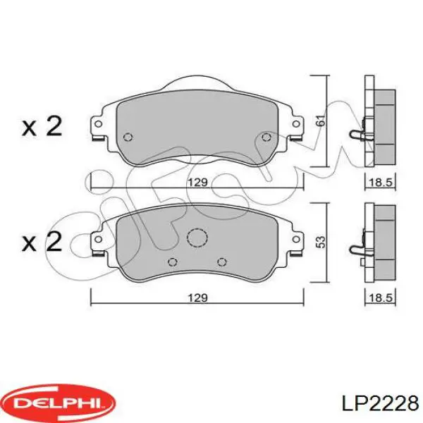 LP2228 Delphi колодки гальмівні передні, дискові
