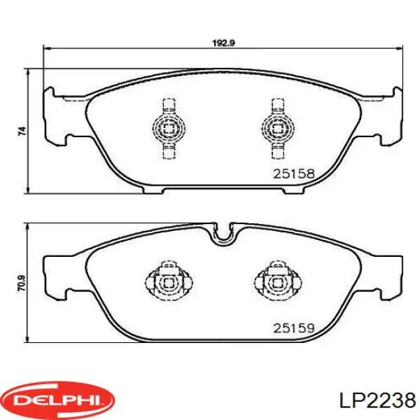 Колодки гальмівні передні, дискові LP2238 Delphi