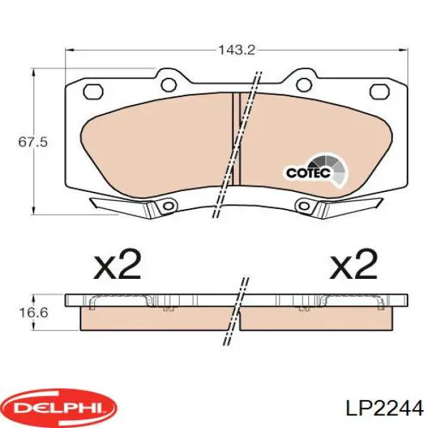 LP2244 Delphi колодки гальмівні передні, дискові