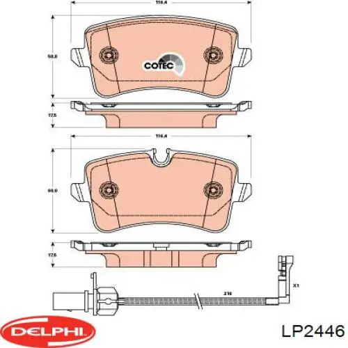 LP2446 Delphi колодки гальмові задні, дискові