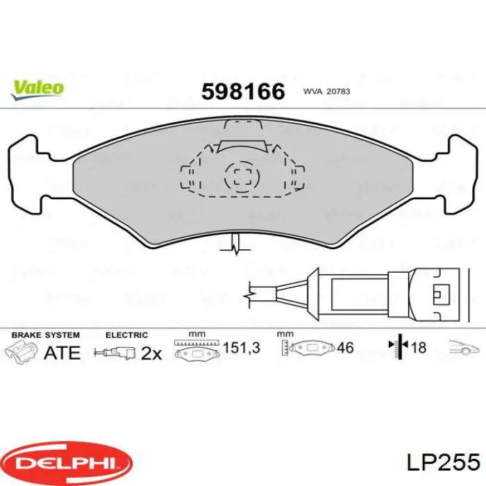 Гальмівні колодки Delphi LP255 ціна, від 13.19 USD