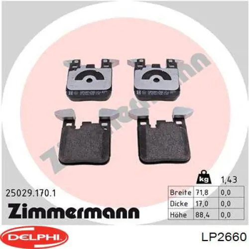 Задні дискові колодки Delphi LP2660