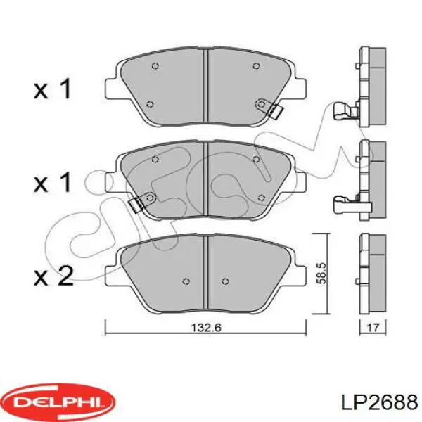 Колодки гальмівні передні, дискові LP2688 Delphi