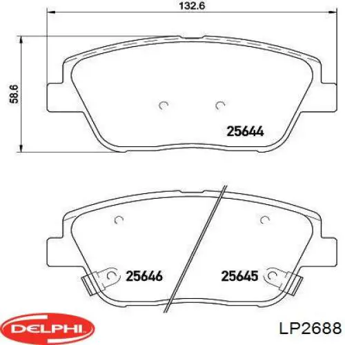 Гальмівні колодки Delphi LP2688 ціна, від 25.29 USD