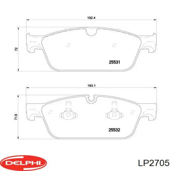 Колодки гальмівні передні, дискові LP2705 Delphi