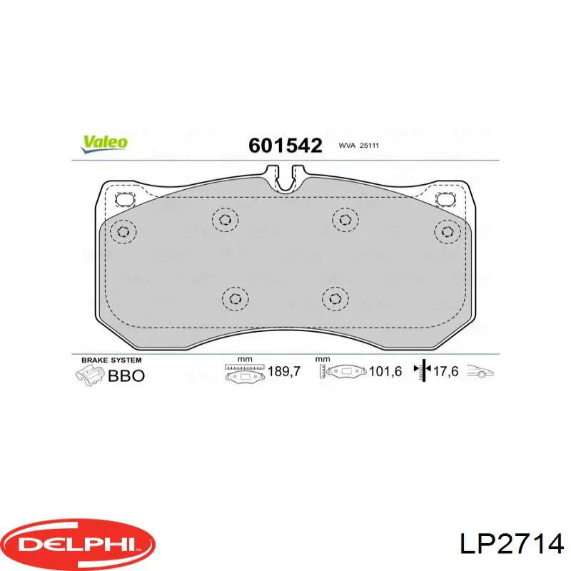 Купити LP2714 Delphi Колодки гальмівні передні, дискові
