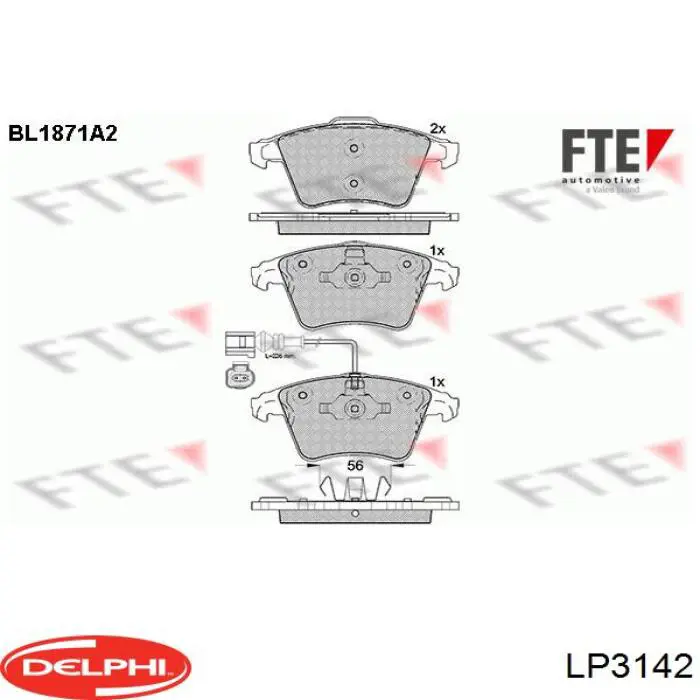 LP3142 Delphi колодки гальмівні передні, дискові