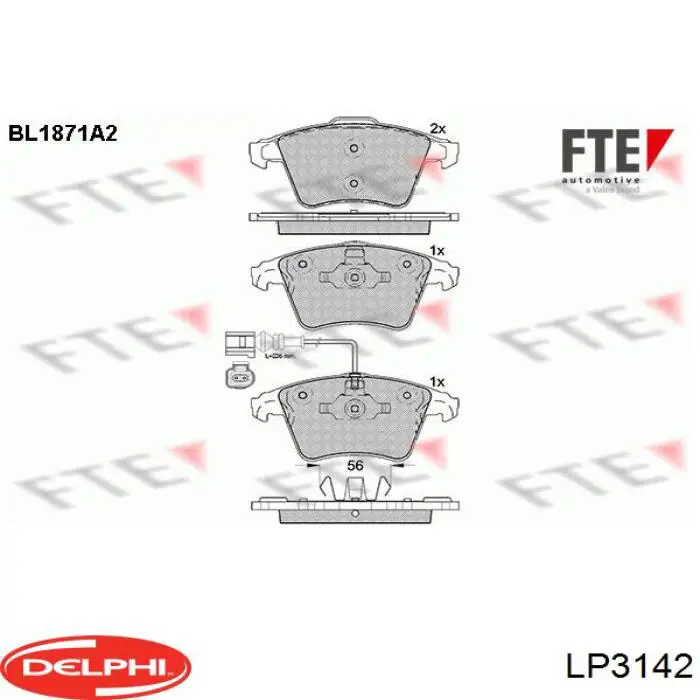 Колодки гальмівні передні, дискові LP3142 Delphi