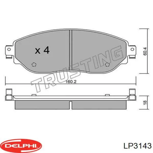 Купити LP3143 Delphi Колодки гальмівні передні, дискові