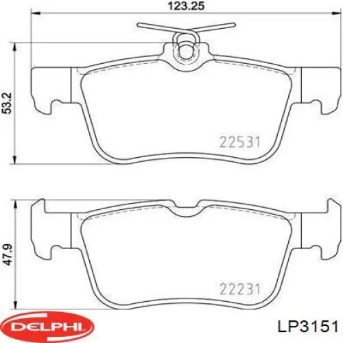 Задні гальмівні колодки Delphi LP3151 ціна, від 33.48 USD