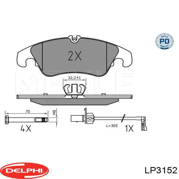 LP3152 Delphi Передні гальмівні колодки