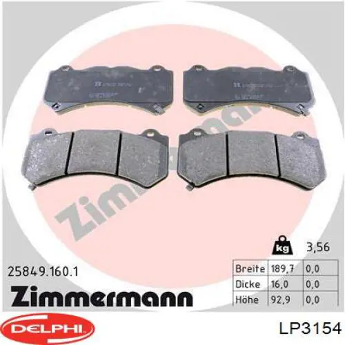 LP3154 Delphi Передні гальмівні колодки