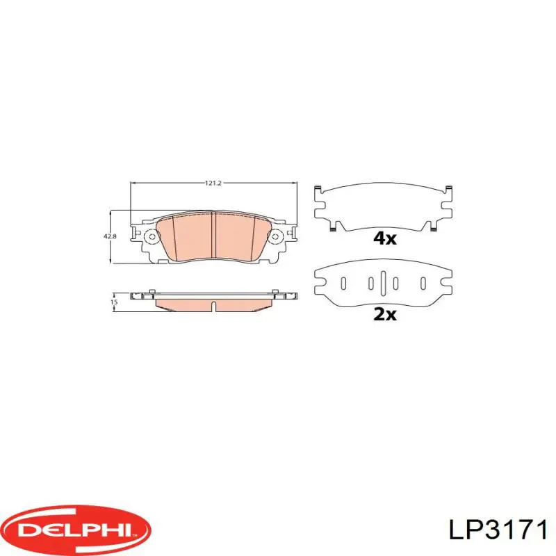 Задні гальмівні колодки Delphi LP3171 ціна, від 38.31 USD