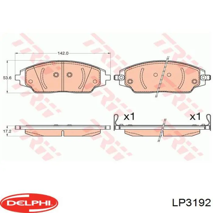 Купити LP3192 Delphi Колодки гальмівні передні, дискові