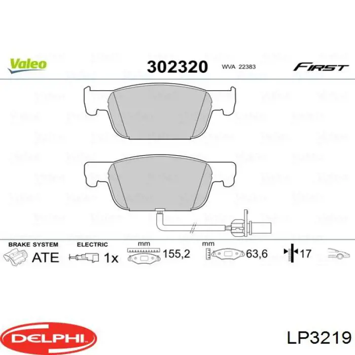 Передні тормозні колодки LP3219 Delphi
