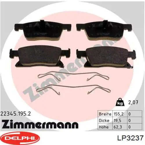 Гальмівні колодки Delphi LP3237 ціна, від 33.82 USD