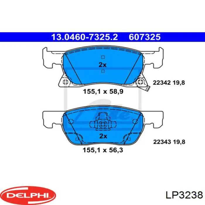 Купити LP3238 Delphi Колодки гальмівні передні, дискові