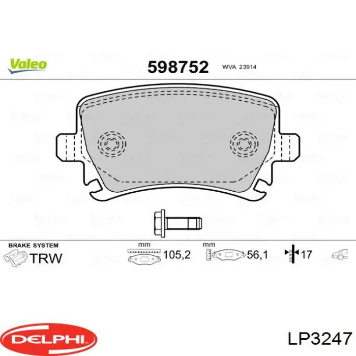 Задні дискові колодки Delphi LP3247